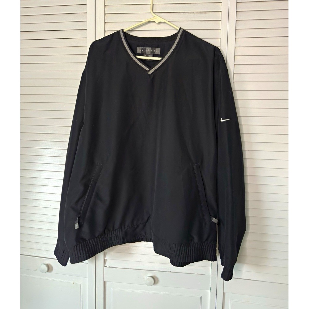 Nike Golf Men's L Black Pullover Windbreaker Jacket Lightweight Zip Pocket